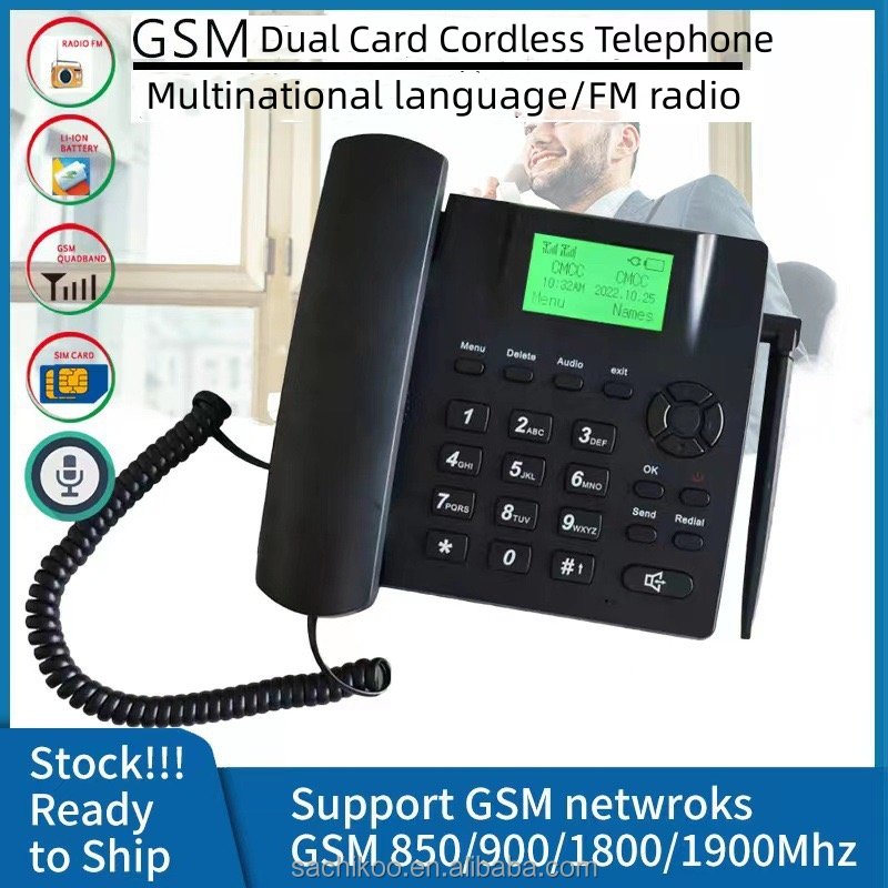 GSM Dual SIM Card Access Cordless Phone Digital Desktop Fixed Terminal Telephone For Home Or Office Use